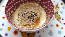 Crème brûlée aux graines de sésame et brie de Melun