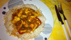 Poulet poivrons-tomates-curry