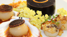 Coquille saint-jacques et boudin noir de mortagne, chutney au cidre