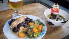 Lapin aux pruneaux et aux légumes