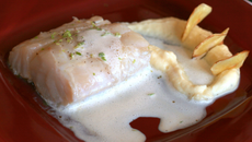 Cabillaud au combava, émulsion verveine et panais en 2 textures