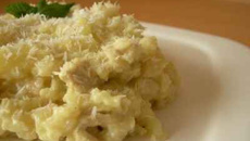 Risotto bianco au poulet, chèvre et fenouil