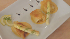 Croustade de noix de St Jacques à la crème d'asperges