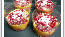 Crème mangue, grenade-framboise au lait de coco