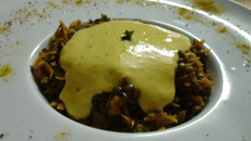 Lentilles germées, carottes et sabayon