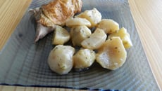 Pommes de terre, navets, poulet roti