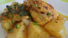 Pommes de terre à l'indienne et poulet rôti