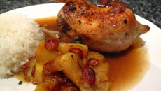 Cailles farcies aux Pommes, raisins et noisettes