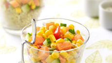 Verrine fraîcheur de maïs au quinoa et au saumon fumé