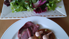 Salade folle aux st jacques et magret de canard