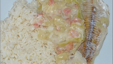 Colin sauce courgettes et crevettes