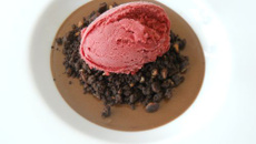Parfait au cacao amer, crumble de cacao