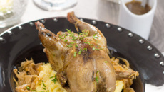 Perdrix au Xérès, cannelle et laurier et sa polenta crémeuse au thym