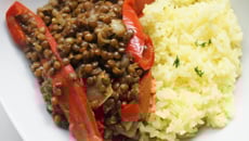 Tajine de lentilles, poivrons et tomates