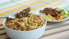 Crumble d'agneau au curry, légumes façon tajine