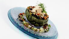 Artichaut sauce vierge aux fleurs de coriandre Thon ton sur ton