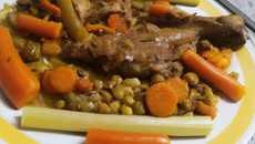 Rable de lapin et ses petits légumes au soja