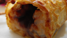 Sushis sucrés, crêpe et ganache caramel