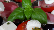 Salpicon chèvre, jambon, olive, tomate et basilic