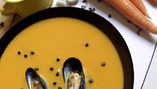 Velouté de carottes de Créances aux moules de bouchot de Normandie