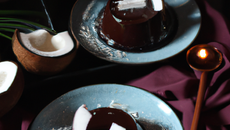 Entremets coco au chocolat chaud