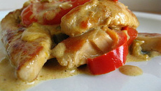 Escalopes de dinde aux poivrons et à la crème