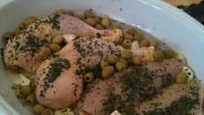 Poulet à l'ail et aux olives