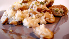 Risotto au citron, champignons, romarin et boulettes de veau citronnées