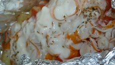 Papillote de pomme de terre surimi