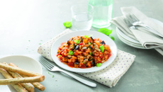 Coquillettes à la sauce basilico, aubergine et ricotta