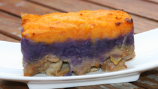 Gratin d'agneau façon tagine et son duo de purée