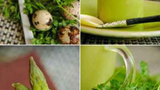 Velouté d'asperges à la crème parfumée au jambon sec