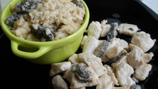 Risotto aux morilles fraîches et émincé de dinde sauce morilles