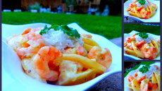Curry de crevettes, mangue et lait de coco