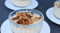 Riz au lait à la cannelle et noix caramélisées