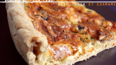 Tarte salée au bleu, noix, edamame, pâte brisée maison