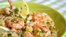 Spirelli aux scampis marinés au citron, à l'ail et piment d'Espelette