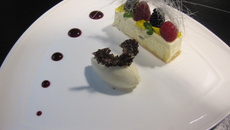 New York cheesecake en version moderne, sorbet yaourt bulgare