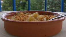 Crumble de pommes flambées au cognac mélasse de châtaigne