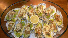 Huîtres chaudes au champagne et poireaux