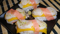 Sushis saint-jacques et mangue