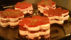 Mille feuilles de betterave et fromage à tartiner