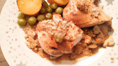 Chapon aux griottes et  aux pralines