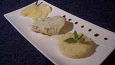 Dos de cabillaud, poire et Fourme d'Ambert