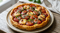 Tarte tatin tomates, basilic et chèvre