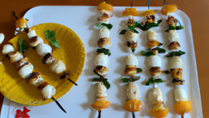 Brochettes de St-Jacques à l'ail et au lait de coco