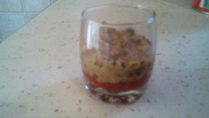 Caviar d'aubergine sur coulis de tomate