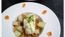 Un tartare de saumon et pomme granny et sa chantilly au wasabi !