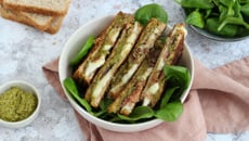 Croque monsieur au pesto, mozzarella et jambon fumé