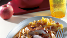 Chapon aux pommes et champignons